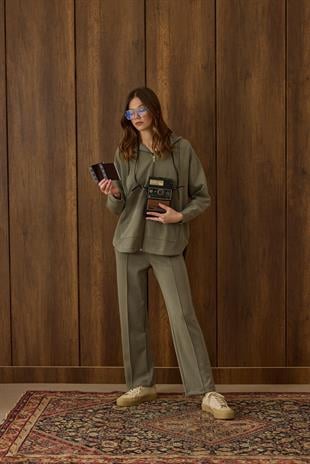 Davina Kapüşonlu Fermuarlı Takım  - Çağla