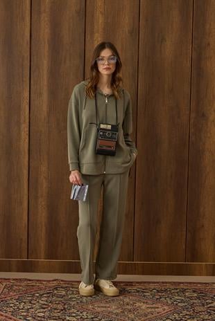 Davina Kapüşonlu Fermuarlı Takım  - Çağla