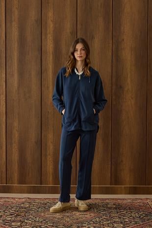 Davina Kapüşonlu Fermuarlı Takım  - Lacivert