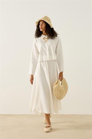 Dehlina Keten Takım - Beyaz