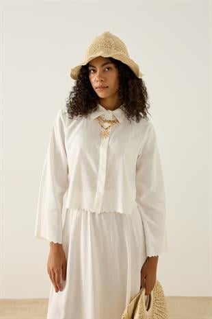 Dehlina Keten Takım - Beyaz