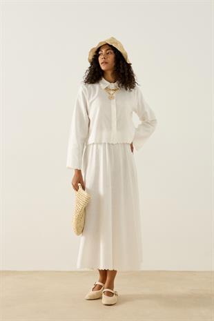 Dehlina Keten Takım - Beyaz