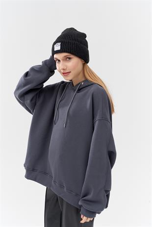 DENA ÜÇ İPLİK ŞARDONLU SWEAT - ANTRASİT