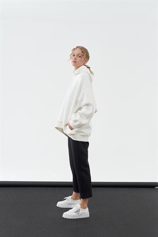 DENA ÜÇ İPLİK ŞARDONLU SWEAT - BEYAZ