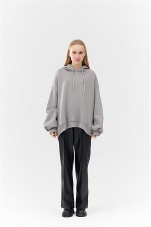 DENA ÜÇ İPLİK ŞARDONLU SWEAT - GRİ