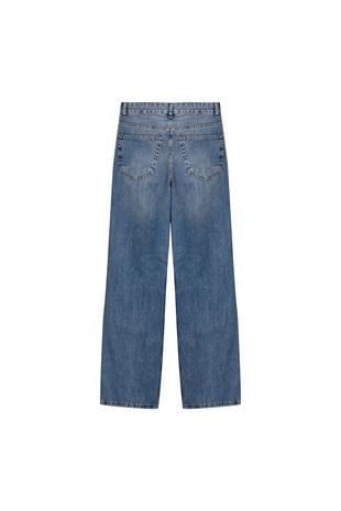 Denim Palazzo Pantolon - Açık mavi