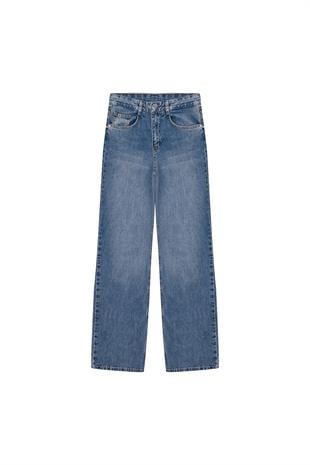 Denim Palazzo Pantolon - Açık mavi