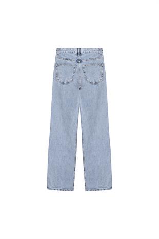 Denim Palazzo Pantolon - Buz Mavi
