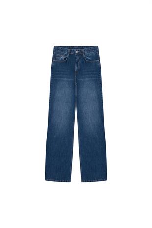 Denim Palazzo Pantolon - Lacivert