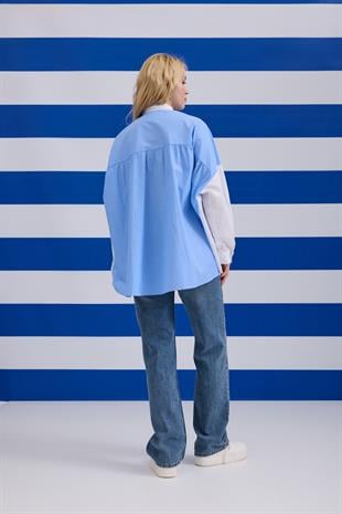 Denim Palazzo Pantolon - Taşlanmış Mavi