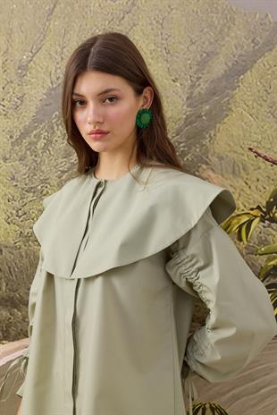 Dezzie Kol Büzgülü Tokalı Gömlek- Mint yeşil 