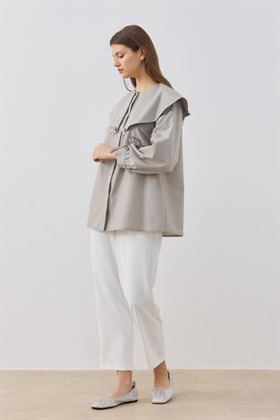 Dezzie Kol Büzgülü Tokalı Gömlek- Taş