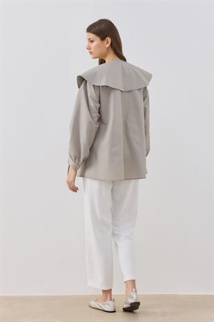 Dezzie Kol Büzgülü Tokalı Gömlek- Taş