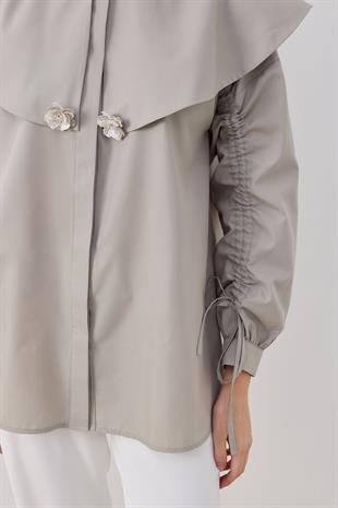 Dezzie Kol Büzgülü Tokalı Gömlek- Taş