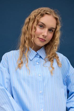 Diamond Pul İşlemeli Gömlek- Mavi çizgili