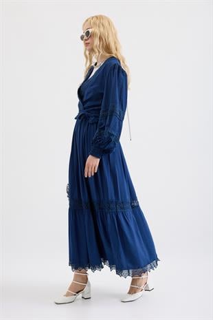 Dina Güpürlü Bağlamalı Modal Takım - Lacivert