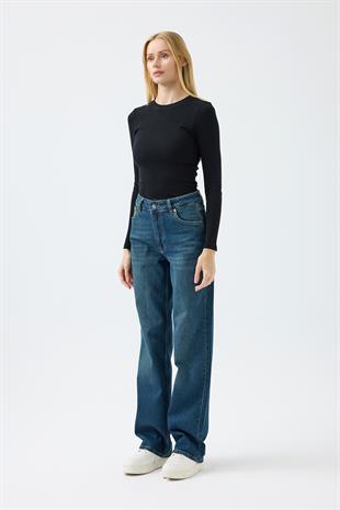 Doris Likralı Denim Pantolon - Koyu mavi