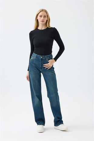 Doris Likralı Denim Pantolon - Koyu mavi