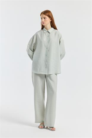 Dosha Arka Düğme Detaylı Tensel Takım - Gri