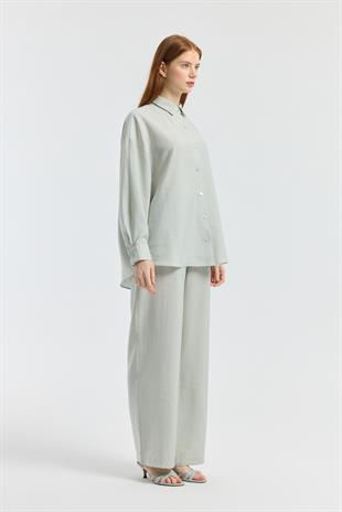 Dosha Arka Düğme Detaylı Tensel Takım - Gri