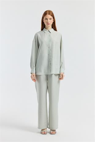 Dosha Arka Düğme Detaylı Tensel Takım - Gri