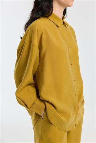 Dosha Arka Düğme Detaylı Tensel Takım - Hardal
