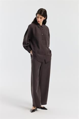 Dosha Arka Düğme Detaylı Tensel Takım - Acı kahve