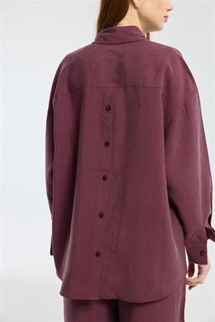 Dosha Arka Düğme Detaylı Tensel Takım - Bordo 