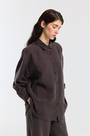 Dosha Arka Düğme Detaylı Tensel Takım - Acı kahve