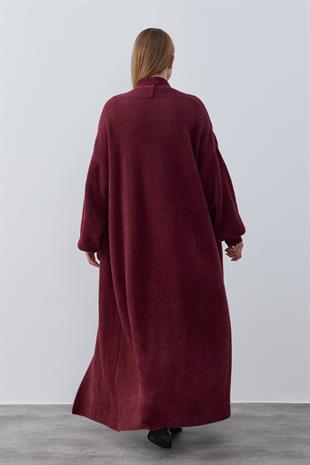 Edıth Şal Yaka Angora Hırka - Bordo