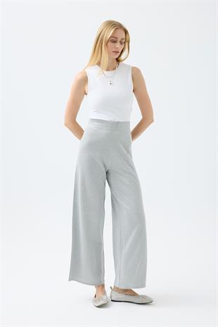 Edna Taşlı Simli Pantolon - Gri 
