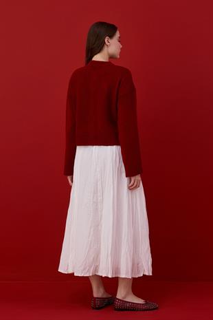 Elain Pamuk Vual Kraş Etek - Beyaz