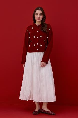 Elain Pamuk Vual Kraş Etek - Beyaz