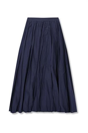 Elain Pamuk Vual Kraş Etek - Lacivert 