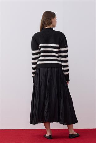 Elain Pamuk Vual Kraş Etek - Siyah