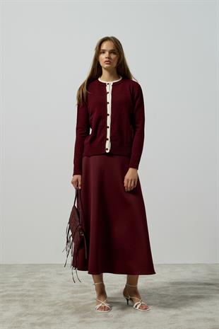 Elanor Garnili Hırka - Bordo 