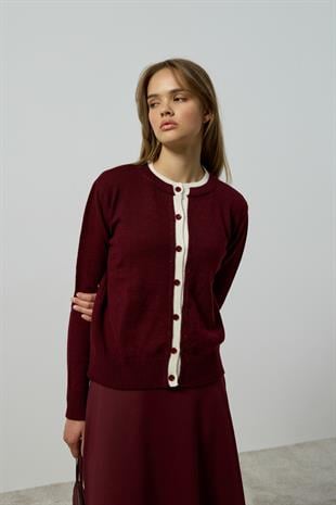 Elanor Garnili Hırka - Bordo 