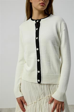 Elanor Garnili Hırka- Ekru