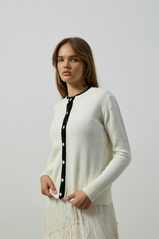 Elanor Garnili Hırka- Ekru