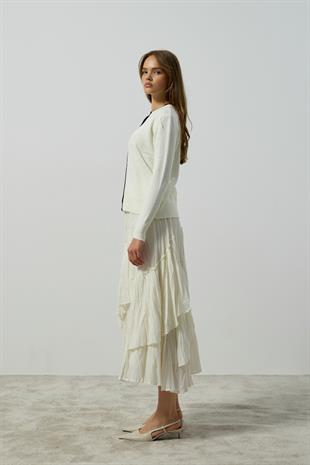 Elanor Garnili Hırka- Ekru