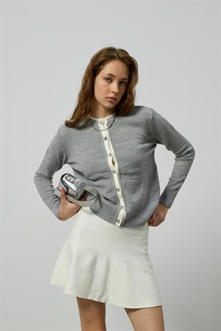 Elanor Garnili Hırka - Gri