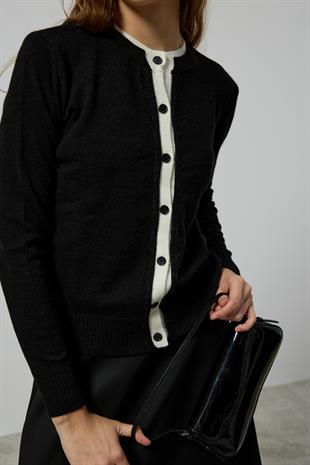 Elanor Garnili Hırka - Siyah