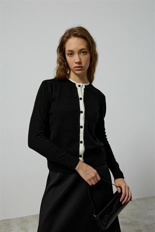 Elanor Garnili Hırka - Siyah