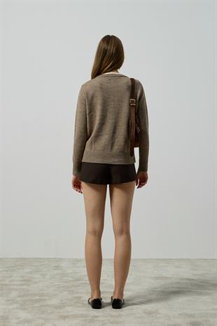 Elanor Garnili Hırka - Vizon 