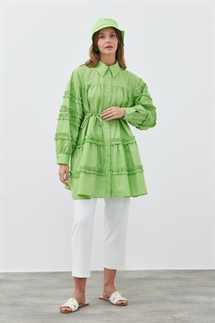 ELENA ÇİFT DÜĞME DETAYLI GÖMLEK- YEŞİL