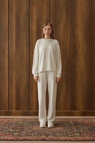 Eleni Pul İşlemeli Modal Takım - Ekru 