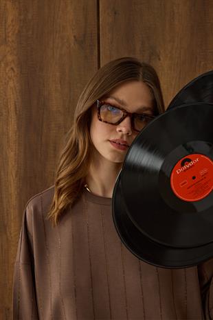 Eleni Pul İşlemeli Modal Takım - Kahverengi