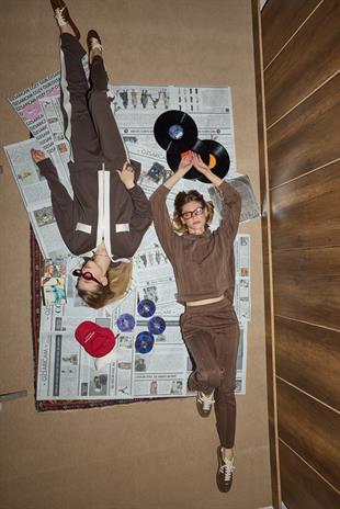 Eleni Pul İşlemeli Modal Takım - Kahverengi