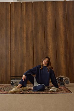 Eleni Pul İşlemeli Modal Takım - Lacivert