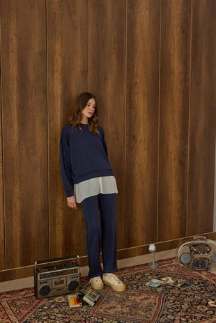 Eleni Pul İşlemeli Modal Takım - Lacivert